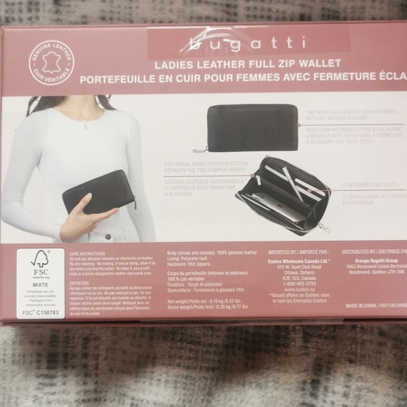 Bugatti Ladies Genuine Leather Full Zip Wallet Black 12 cards NWT NEW - Picture 4 of 11